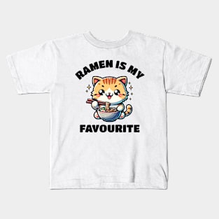 Ramen Is My Favourite Kawaii Cat Japanese Food Cat Lover Kids T-Shirt